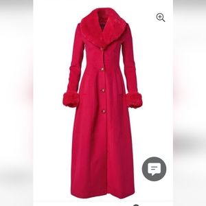 New in package Venus Red A line Coat with Fur trim